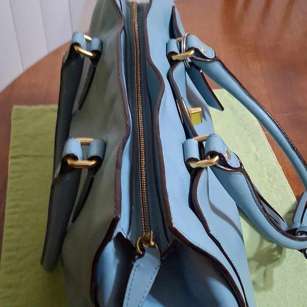 Coach Chelsea Carryall Elegant Robin Egg Blue Leather Satchel Bag - Picture 7 of 11